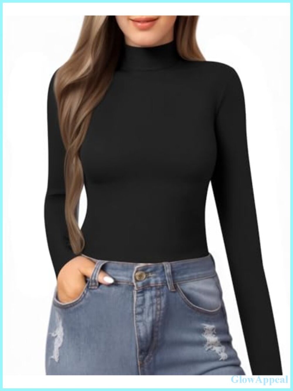 Mock Neck Long Sleeve Slim Fit T-Shirt Basic Tee Tight Top